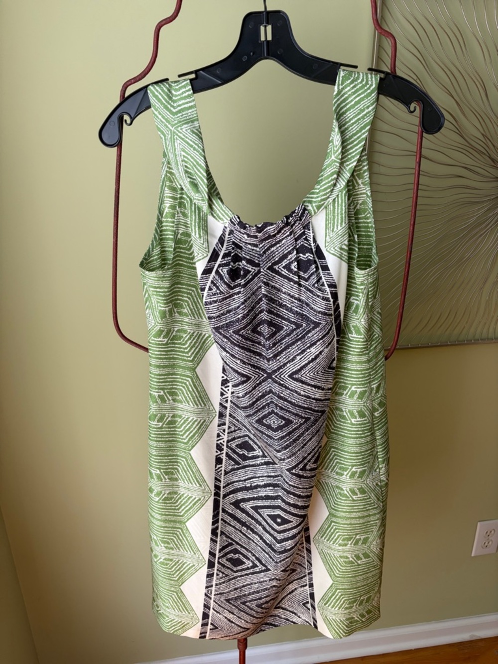 Banana Republic Green, Black & White Geometric Midi Dress